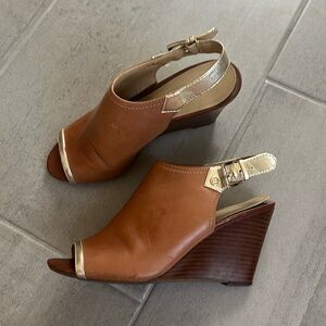 Brown Leather Wedges